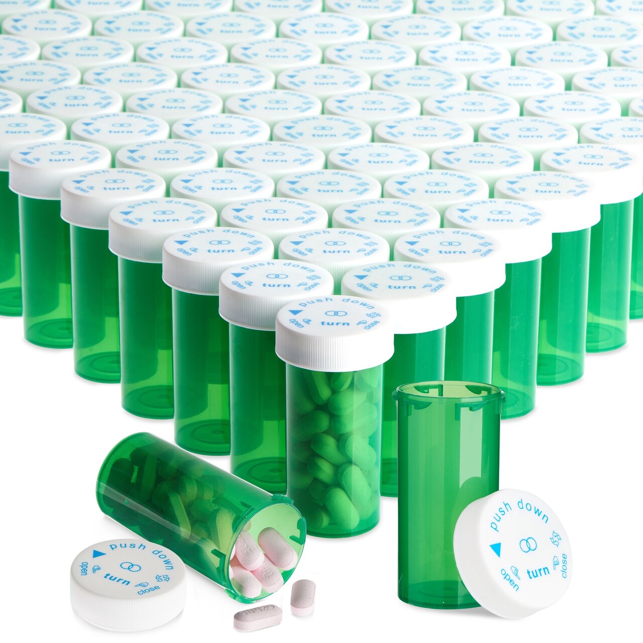 250 Pack Empty Pill Bottles with Caps, Plastic 13 Dram Medicine
